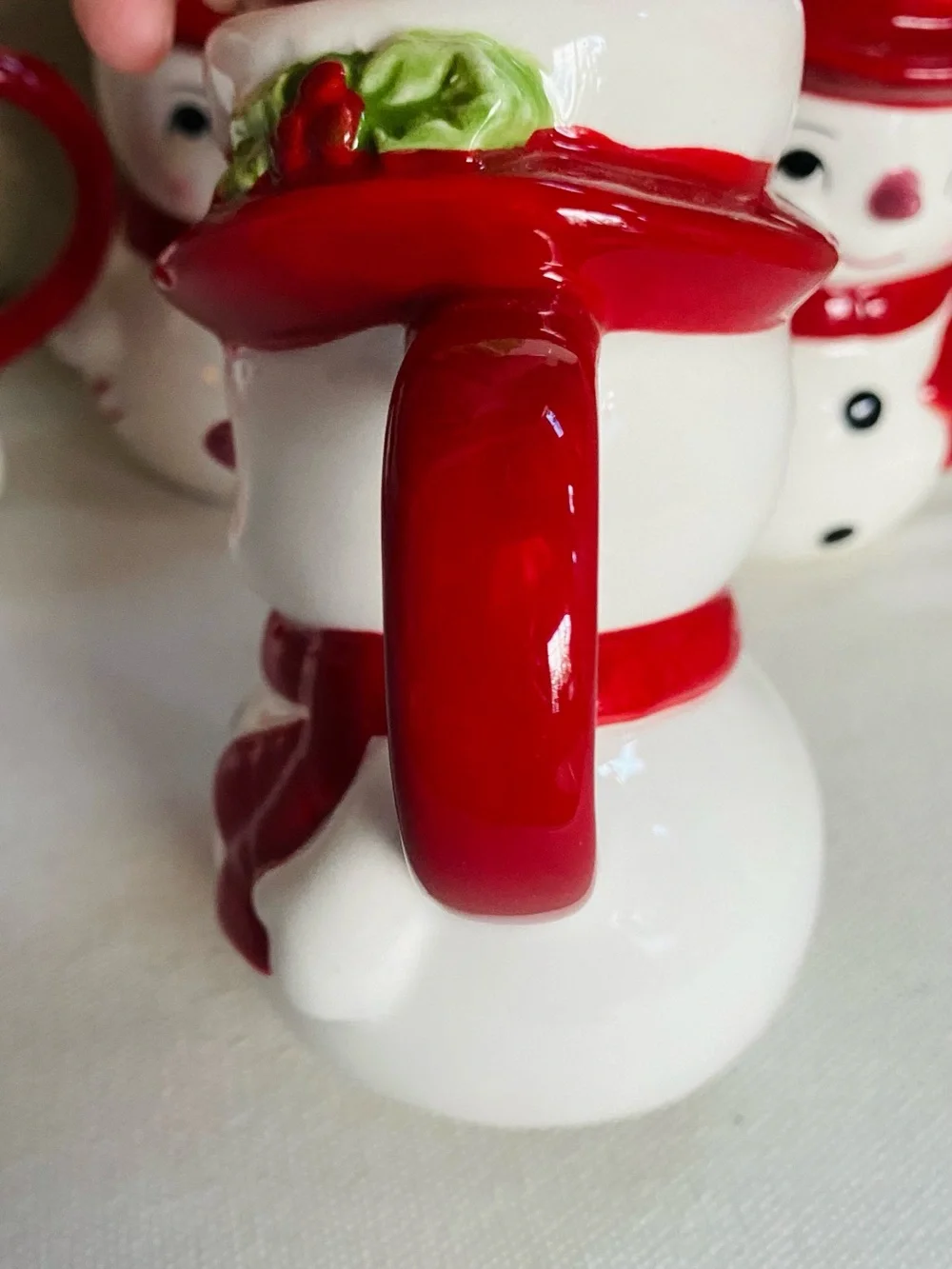 VTG Pottery Barn Snowman Figural Mugs Set of 4 Holiday Christmas Cups